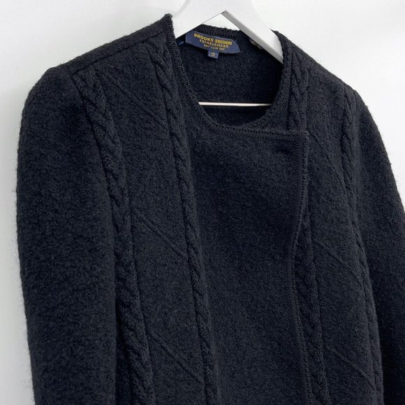 Vintage Brooks Brothers Black Wool Cable Knit Detail Blazer Style Evening Jacket - Picture 2 of 10